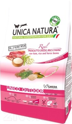 Сухой корм для кошек Unica Natura Outdoor ветчина, рис, бобы от компании Бесплатная доставка по Беларуси - фото 1