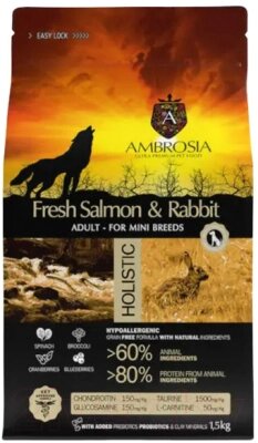 Сухой корм для собак Ambrosia Grain Free для мелких пород с лососем и кроликом / U/ASRM1.5 от компании Бесплатная доставка по Беларуси - фото 1
