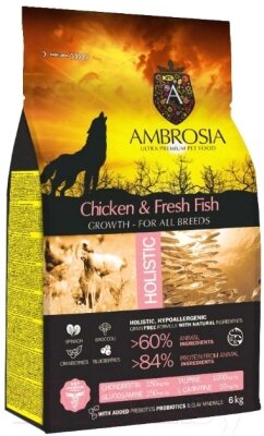 Сухой корм для собак Ambrosia Grain Free для щенков всех пород с курицей и рыбой / U/ACF6 от компании Бесплатная доставка по Беларуси - фото 1