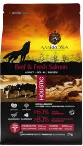 Сухой корм для собак Ambrosia Grain Free для всех пород говядина, лосось / U/ABS2