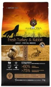 Сухой корм для собак Ambrosia Grain Free для всех пород с индейкой и кроликом / U/ATR2