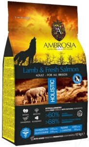 Сухой корм для собак Ambrosia Grain Free для всех пород с ягненком и лососем / U/ALS12