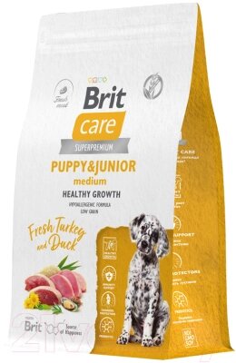 Сухой корм для собак Brit Care Dog Puppy&Junior M Healthy Growth с инд. и уткой / 5066292 от компании Бесплатная доставка по Беларуси - фото 1