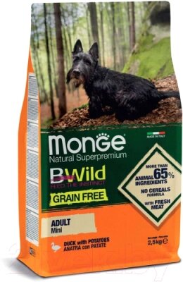 Сухой корм для собак Monge Dog BWild Grain Free Adult Mini Duck&Patato от компании Бесплатная доставка по Беларуси - фото 1