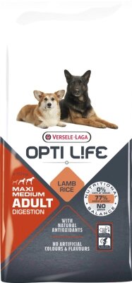 Сухой корм для собак Opti Life Adult Digestion Medium & Maxi с ягненком и рисом / 431133 от компании Бесплатная доставка по Беларуси - фото 1