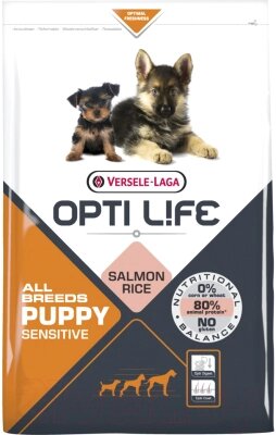 Сухой корм для собак Opti Life Puppy Sensitive All Breeds с лососем и рисом / 431163 от компании Бесплатная доставка по Беларуси - фото 1