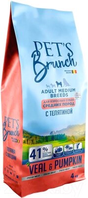 Сухой корм для собак Pet's Brunch Adult Medium Breeds с телятиной от компании Бесплатная доставка по Беларуси - фото 1
