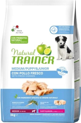 Сухой корм для собак Trainer Natural Medium Puppy and Junior со свежей курицей от компании Бесплатная доставка по Беларуси - фото 1