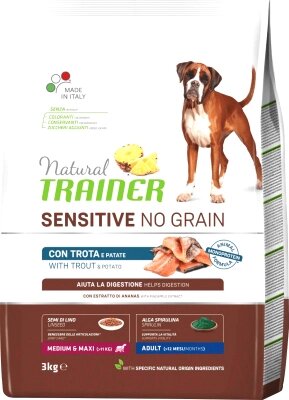 Сухой корм для собак Trainer Natural No Grain для средних и крупных пород, форель от компании Бесплатная доставка по Беларуси - фото 1