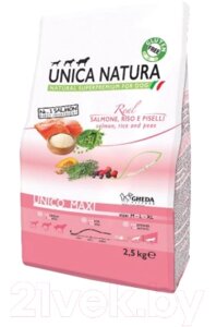 Сухой корм для собак Unica Natura Maxi лосось, рис, горох