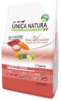 Сухой корм для собак Unica Natura Maxi олень, рис, морковь от компании Бесплатная доставка по Беларуси - фото 1