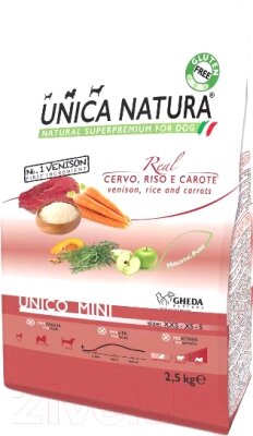 Сухой корм для собак Unica Natura Mini олень, рис, морковь от компании Бесплатная доставка по Беларуси - фото 1