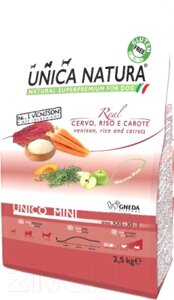 Сухой корм для собак Unica Natura Mini олень, рис, морковь