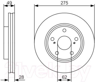 Тормозной диск Bosch 0986479R58 от компании Бесплатная доставка по Беларуси - фото 1