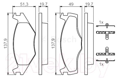 Тормозные колодки Bosch 0986468873 от компании Бесплатная доставка по Беларуси - фото 1