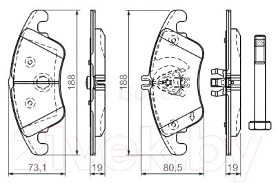 Тормозные колодки Bosch 0986494263 от компании Бесплатная доставка по Беларуси - фото 1