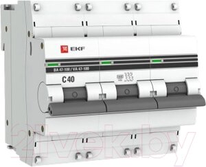 Выключатель автоматический EKF P ROxima ВА 47-100 3P 40A (C) 10kA / mcb47100-3-40C-pro