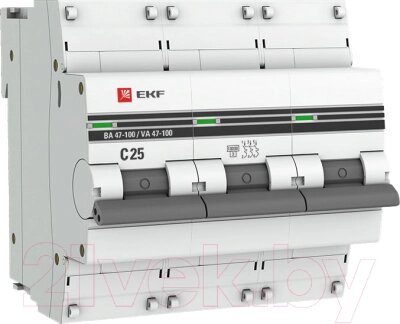 Выключатель автоматический EKF PROxima ВА 47-100 3P 25A (C) / mcb47100-3-25C-pro от компании Бесплатная доставка по Беларуси - фото 1