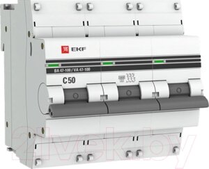 Выключатель автоматический EKF PROxima ВА 47-100 3P 50А (C) 10kA / mcb47100-3-50C-pro