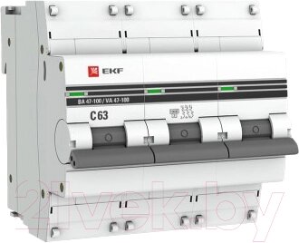 Выключатель автоматический EKF PROxima ВА 47-100 3P 63A (C) 10kA / mcb47100-3-63C-pro от компании Бесплатная доставка по Беларуси - фото 1