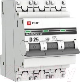 Выключатель автоматический EKF PROxima ВА 47-63 25А 3р D / mcb4763-3-25D-pro от компании Бесплатная доставка по Беларуси - фото 1