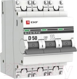 Выключатель автоматический EKF PROxima ВА 47-63 3P 50А (D) 4.5kA / mcb4763-3-50D-pro