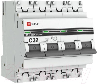 Выключатель автоматический EKF PROxima ВА 47-63 4P 32А (C) 4.5kA / mcb4763-4-32C-pro от компании Бесплатная доставка по Беларуси - фото 1