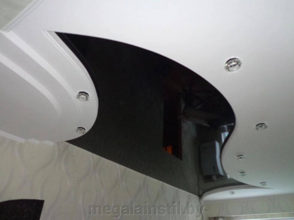 Двухуровневые натяжные потолки 004 от компании ЧТПУП «МегаЛайнСтиль» - фото 1