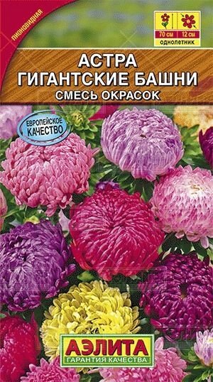 Астра Гигантские башни, смесь окрасок 0,2г от компании Садовник - все для сада и огорода - фото 1