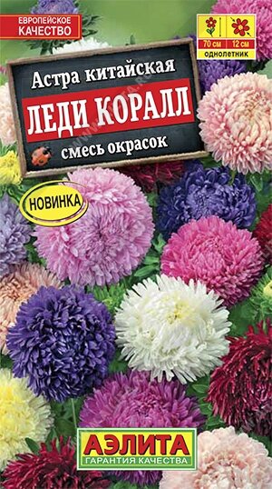 Астра Леди Коралл, смесь окрасок 25шт от компании Садовник - все для сада и огорода. Семена почтой по всей РБ - фото 1