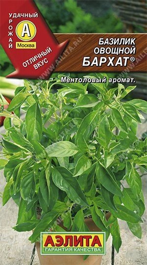 Базилик Бархат, овощной Аэлита 0,3гр ЦП от компании Садовник - все для сада и огорода. Семена почтой по всей РБ - фото 1