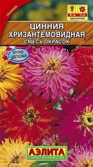 Цинния Хризантемовидная, смесь окрасок 0.5 г от компании Садовник - все для сада и огорода - фото 1