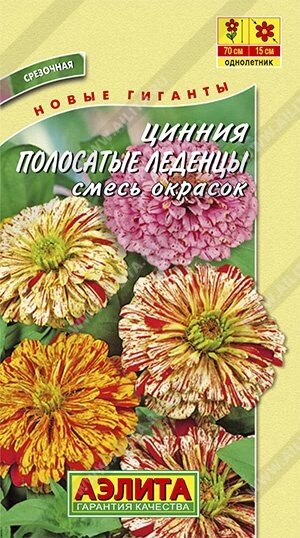 Цинния Полосатые леденцы, смесь окрасок 0.3г.А от компании Садовник - все для сада и огорода. Семена почтой по всей РБ - фото 1