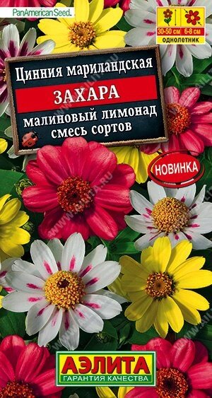 Цинния Захара малиновый лимонад, смесь сортов 5шт. А от компании Садовник - все для сада и огорода - фото 1