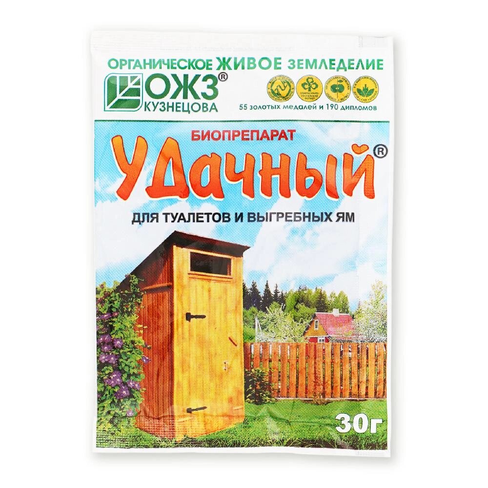 Очиститель Удачный 30гр -биопрепарат для туалетов и выгребных ям от компании Садовник - все для сада и огорода - фото 1