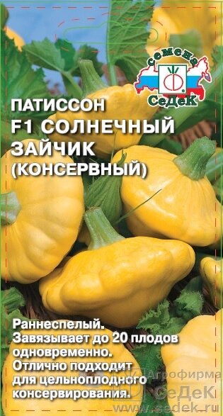 Патиссон Солнечный Зайчик, 0,5гр. СДК ! НОВИНКА! от компании Садовник - все для сада и огорода. Семена почтой по всей РБ - фото 1