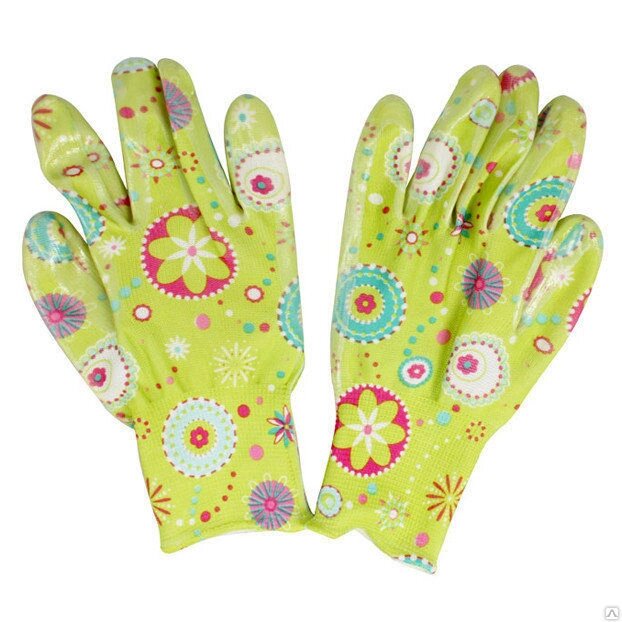 Перчатки нейлоновые ЦВЕТОЧЕК с латексным покрытием (цвет может отличаться ) от компании Садовник - все для сада и огорода - фото 1