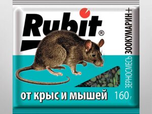 Зерносмесь от крыс и мышей "ЗООКУМАРИН+", пакет 160гр RUBIT
