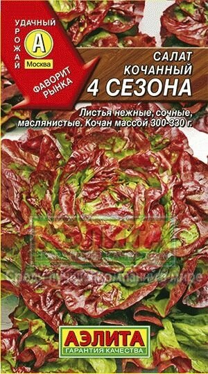 Салат Четыре сезона 0,5 г АЭЛИТА на скидке срок годности до 12,24г от компании Садовник - все для сада и огорода. Семена почтой по всей РБ - фото 1