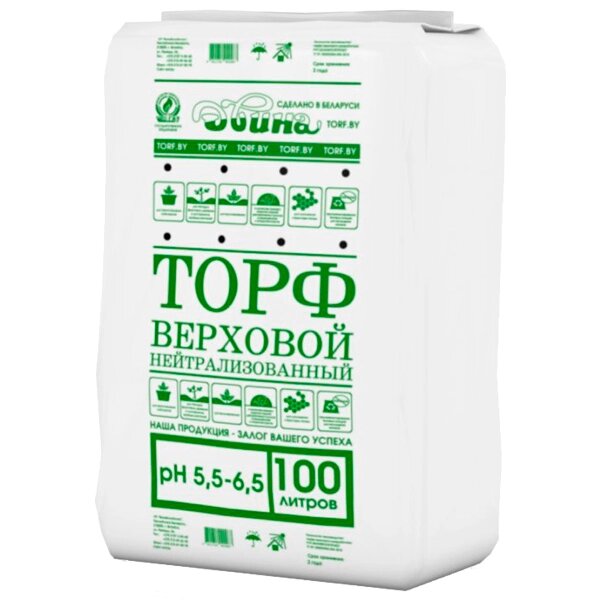 Торф "Двина" верховой нейтрализованный 100 литров pН 5.5-6.5 от компании Садовник - все для сада и огорода - фото 1