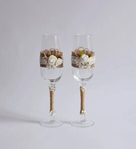Свадебные бокалы в стиле Рустик
