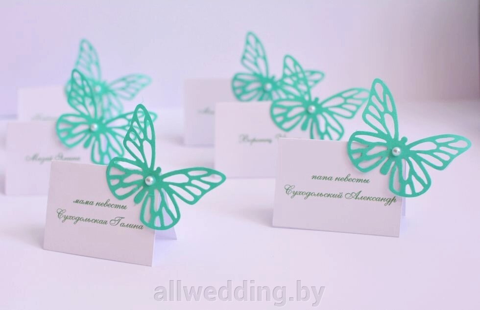 Рассадочные карточки от компании Салон цветов и свадебных аксессуаров «Allwedding» в г. Сморгонь - фото 1