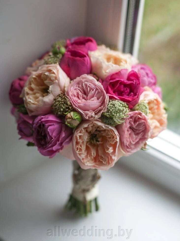 Свадебный букет из пионовидных роз #3 от компании Салон цветов и свадебных аксессуаров «Allwedding» в г. Сморгонь - фото 1