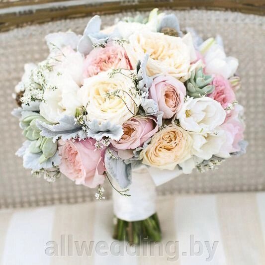 Свадебный букет из пионовидных роз #5 от компании Салон цветов и свадебных аксессуаров «Allwedding» в г. Сморгонь - фото 1