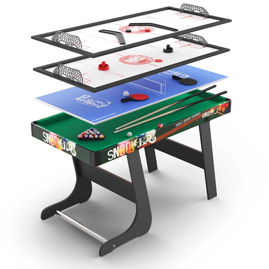 Игровой стол складной UNIX Line Трансформер 4 в 1 (125х63 cм) от компании Интернет-магазин «Sport-Center » - фото 1
