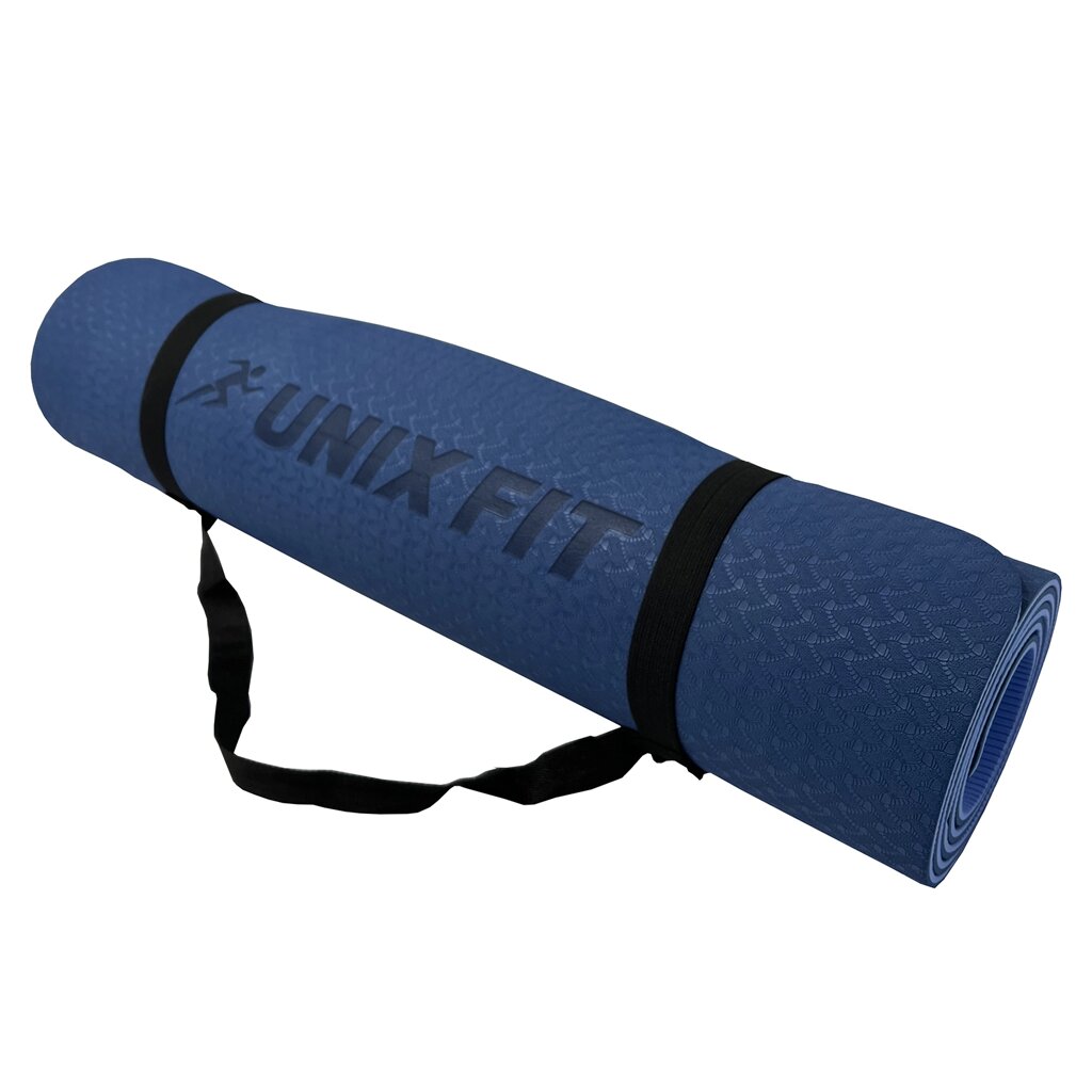 Коврик для йоги и фитнеса UNIX Fit (180 х 61 х 0,6 см, двусторонний, двуцветный, голубой) от компании Интернет-магазин «Sport-Center » - фото 1
