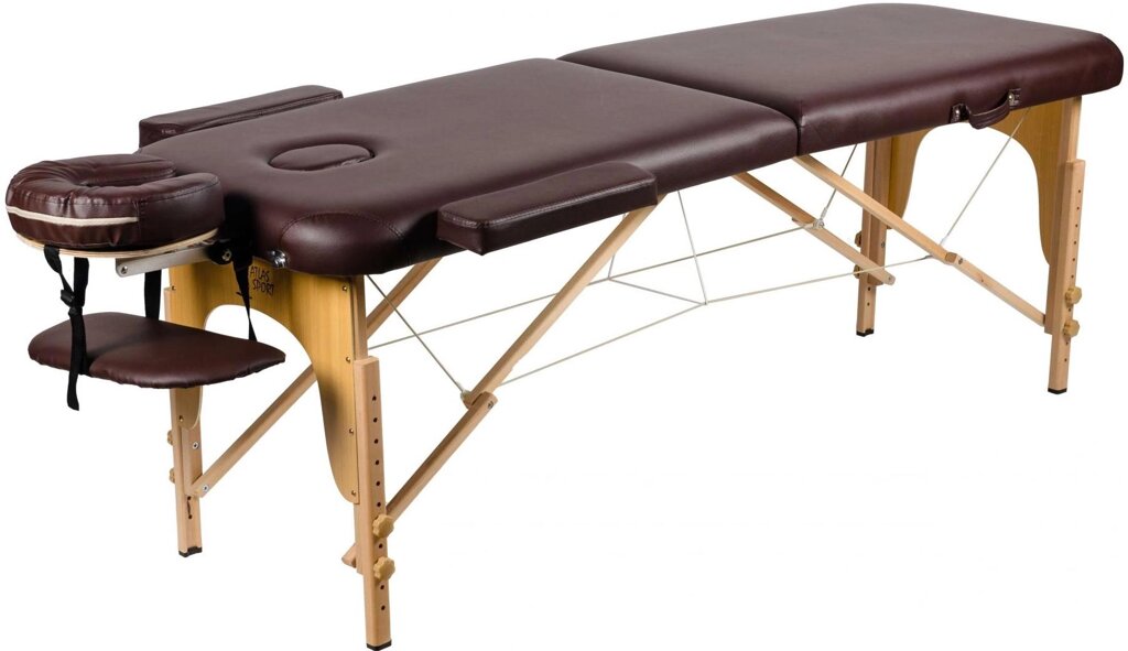 Массажный стол Atlas Sport складной 2-с деревянный 60 см. + сумка (коричневый) от компании Интернет-магазин «Sport-Center » - фото 1