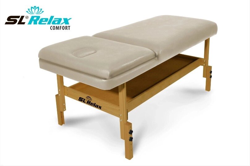 Массажный стол Start Line Relax Comfort бежевая кожа (светлое дерево) от компании Интернет-магазин «Sport-Center » - фото 1