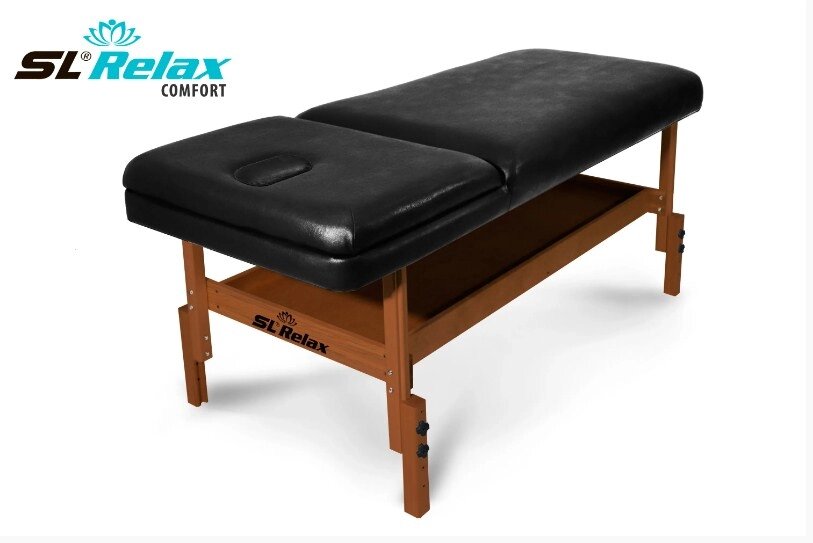 Массажный стол Start Line Relax Comfort черная кожа (темное дерево) от компании Интернет-магазин «Sport-Center » - фото 1