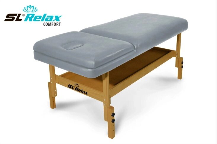 Массажный стол Start Line Relax Comfort серая кожа (светлое дерево) от компании Интернет-магазин «Sport-Center » - фото 1